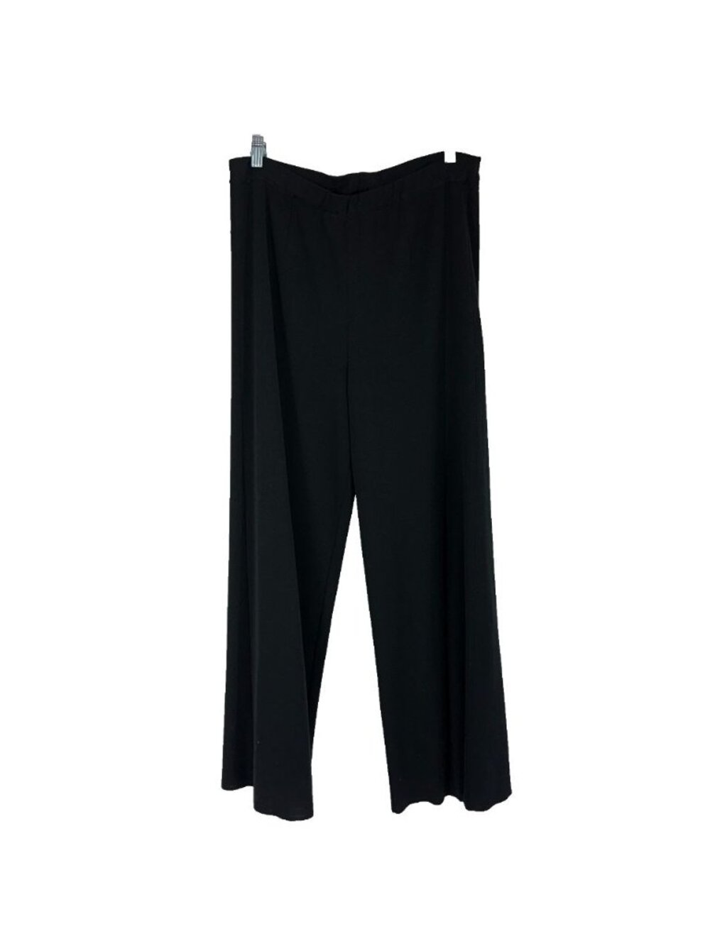 Ming Wang Women L Pull On Pant Black Wide Leg Stretch Elastic Waist Minimalist